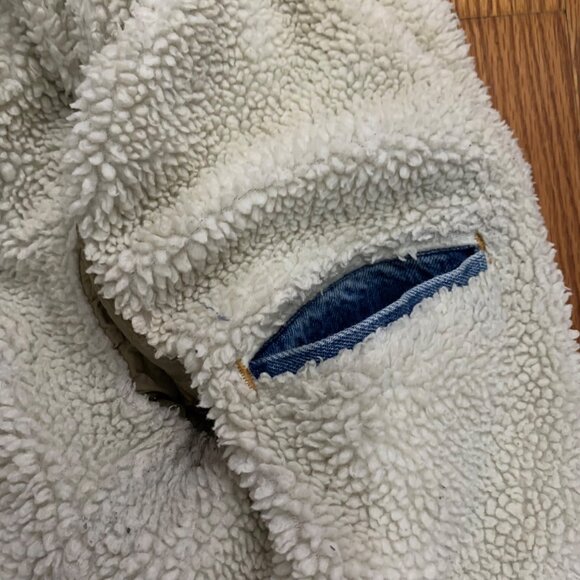 LEVIS Jean Jacket Blue Sherpa Lined Denim Snap Trucker 90s Stonewash Mens S - Picture 4 of 10